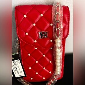 Badgley Mischka NWT Crossbody Bag Card holder Insert Quilted VeganLeather Pearls